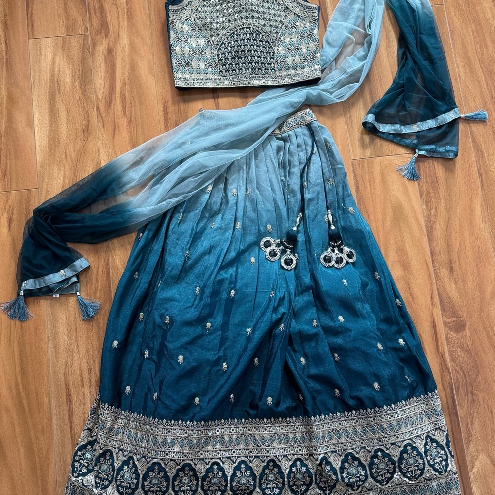 Elegant Blue Embroidered Lehenga Choli Set